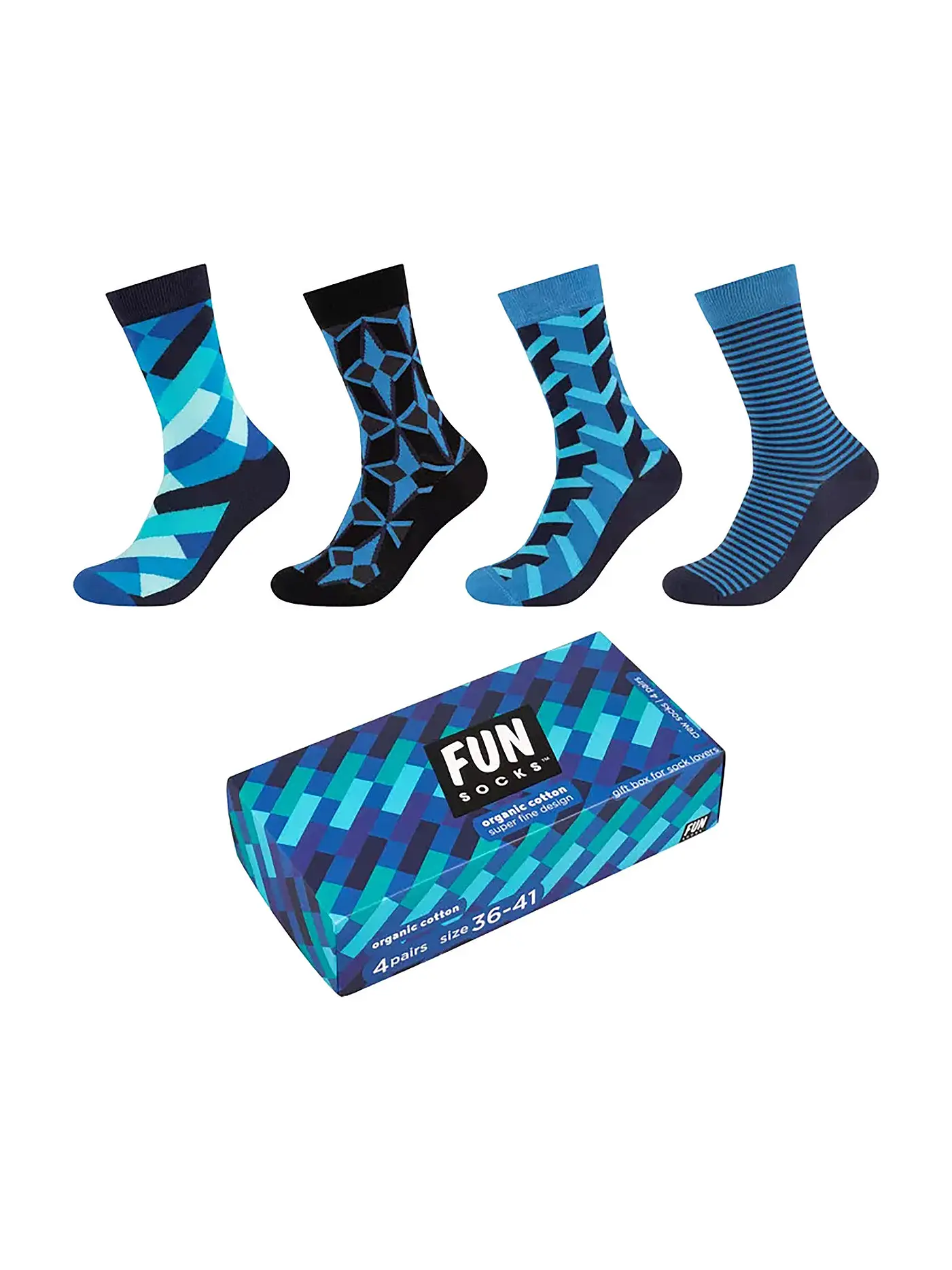 FUN SOCKS | Damen Socken GRAPHIS 4-er Pkg. 36-41 black | blau